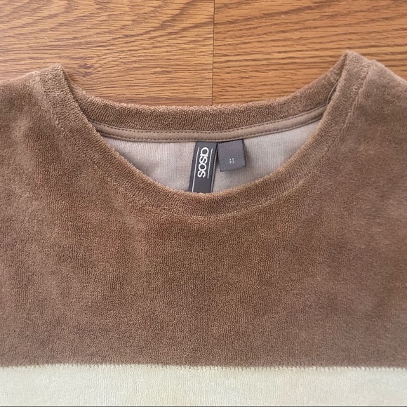 ASOS T-Shirt in Towelling fabric w/ contract panels in Sand - Picture 5 of 5
